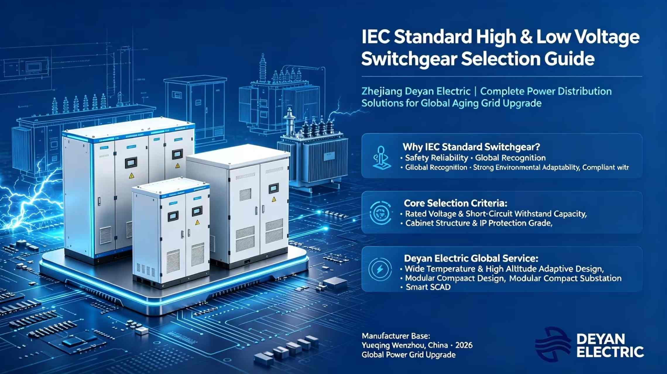 Treoir Roghnaithe Lascthrealamh Ardvoltais & Ísealvoltais IEC: Zhejiang Deyan Electric - Réitigh Dáilte Cumhachta Críochnaithe le haghaidh Uasghrádú Eangaí Aosaithe ar fud an domhain